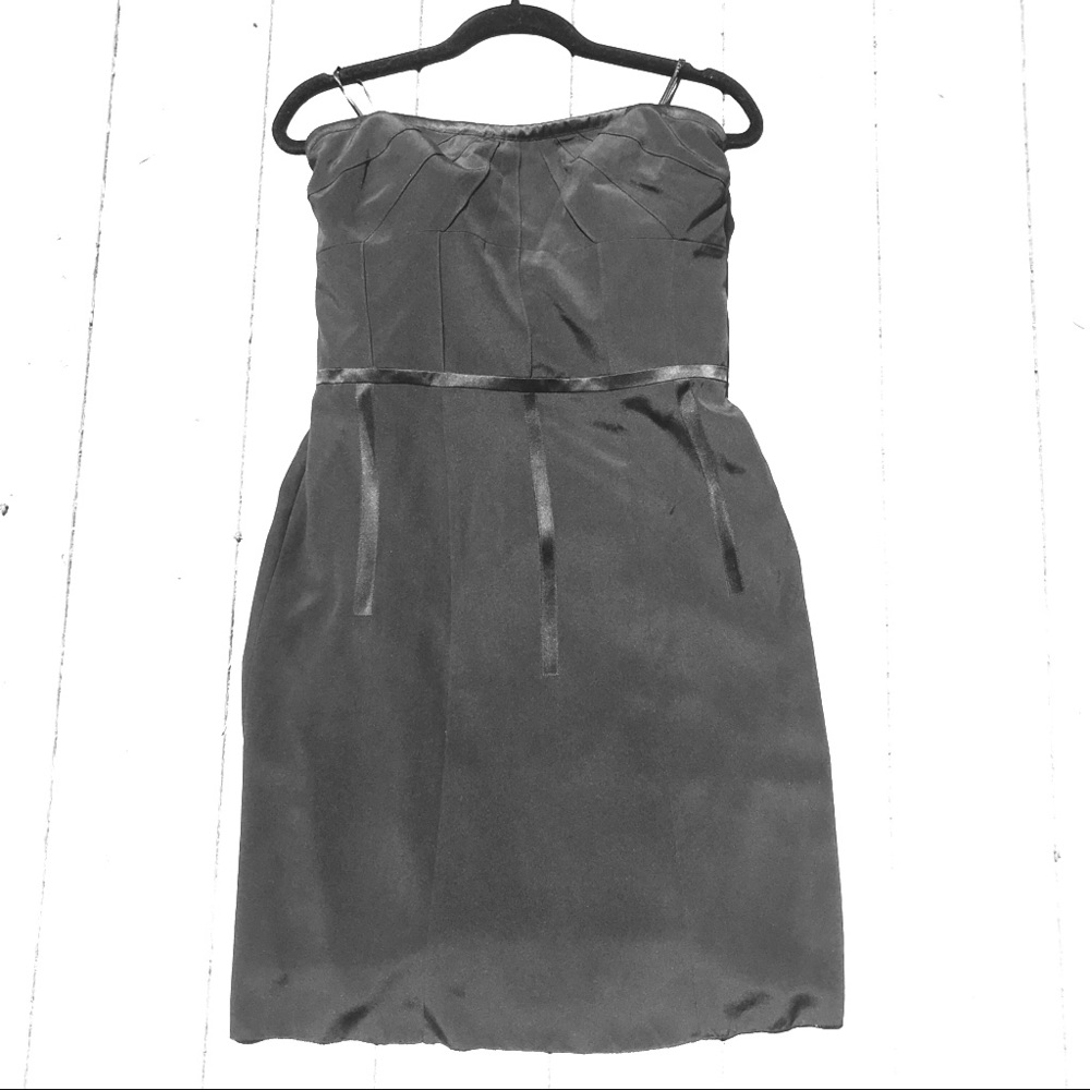 Nicole Miller Strapless Silk Tuxedo Dress